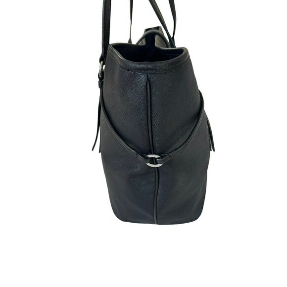 Tumi Villa Black Saffiano Leather Lock Front Tote Bag 73127D2 - Picture 4 of 12